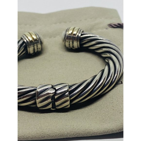 DAVID YURMAN STERLING SILVER 14K 10MM MABE PEARL HINGED CUFF BRACELET RARE 6.25” - Picture 8 of 11